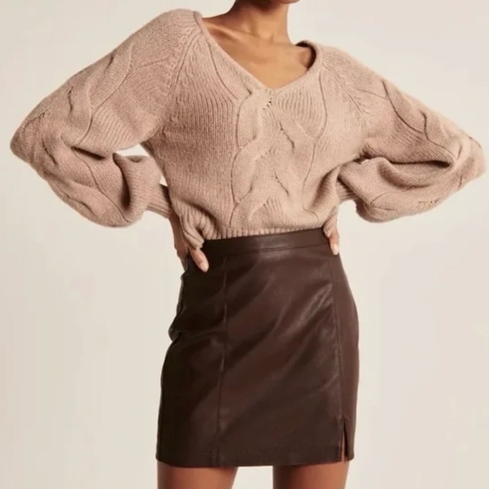 Abercrombie & Fitch Brown Mini Skirt - Vegan Leather